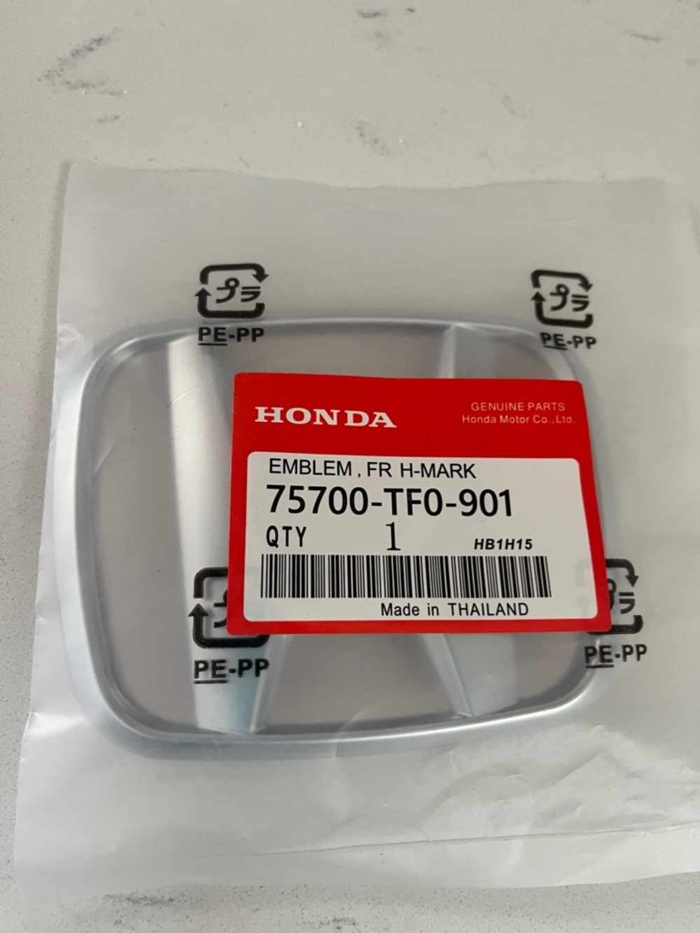 Honda Front Emblem Badge - Silver OEM sealed 75700-
